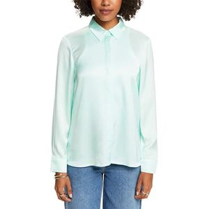 ESPRIT Satijnen blouse met lange mouwen, Light Aqua Green, M