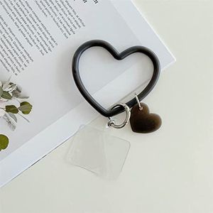 BESDILA Transparant zwart hart siliconen armband sleutelhanger, siliconen armband creatief anti-verlies telefoonhoesje accessoires