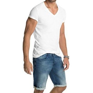 edc by ESPRIT Heren T-shirt gemêleerd - Slim Fit, wit (white 100), XS