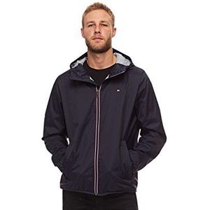 Tommy Hilfiger Lichte, waterafstotende regenjas met capuchon voor heren, Donkerblauw, XXL