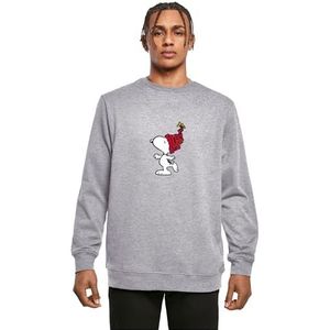Merchcode Heren Crewneck Peanuts Snoopy met Gebreide Hoed Basic Crewneck, Regular Fit, S, Heather Grey, S