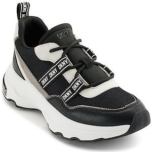 DKNY Justine Lace Up Sneakers voor dames, zwart/pebble, 36 EU, Black Pebble, 36 EU