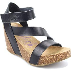 Blowfish Malibu Women's Hapuku Wedge Sandal, Black Dyecut, 10M