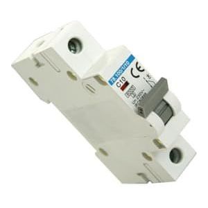 Magneetothermische schakelaar, 1-polig, 10 A, 6 kA bescherming, ideaal voor elektrische installaties en stroomcircuitbeveiliging.