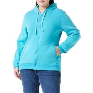 Nally Stijlvolle capuchontrui voor dames, met ritssluiting, polyester, turquoise, maat XL, turquoise, XL