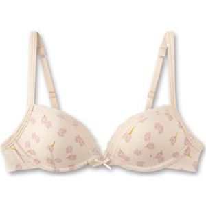 Sanetta Meisjesbeha Beige | Comfortabele en aangename beha zonder beugel voor meisjes van katoenmix. Ondergoed met verstelbare bandjes en bloemen-allover | Meisjesbeha, beige, AA