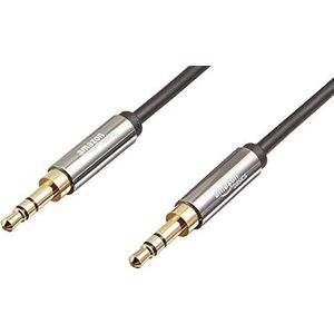 Amazon Basics Auxiliary kabel, stereo-audiokabel, 3,5 mm jack naar 3,5 mm jackstekker, 2,4 m, zwart