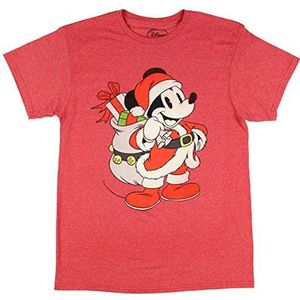 Disney Men's Christmas Mickey Mouse Santa Red Graphic T-Shirt