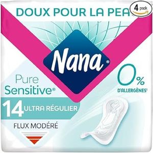 Nana PureSensitive maandverband Ultra Regular – matige stroom – 0% allergeen*, geur, kleurstof – 14 stuks (4 stuks)