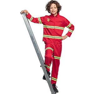 Boland - Kinderkostuum brandweerman, jas en broek, brandweerman kostuum, brandweerman uniform, carnavalskostuum