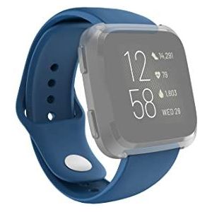 Hama Fitbit horlogeband 22 mm (verstelbare reservearmband voor smartwatch Fitbit Versa 2, Versa, Versa Lite, Fitbit armband om te wisselen, siliconen wisselarmband, roestvrijstalen knop) blauw