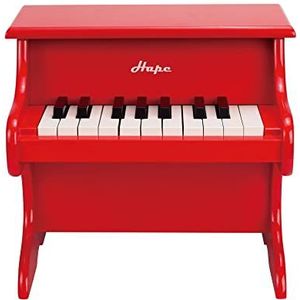 Hape E0318 speelgoedpiano | toetsenbord met 18 toetsen, muziekinstrument voor kinderen van hout, rood