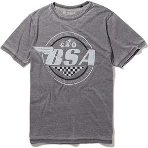 Recovered BSA Motorbike T-Shirt - Gevleugelde Logo Print - Grijs - Officieel gelicentieerd - Vintage Style, Handgedrukt, Heren/Unisex, Meerkleurig, S