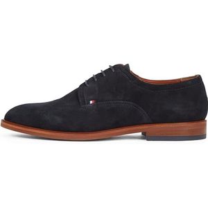Tommy Hilfiger Tunit Suede Derby schoenen voor heren, Blauwe Woestijnhemel, 40 EU