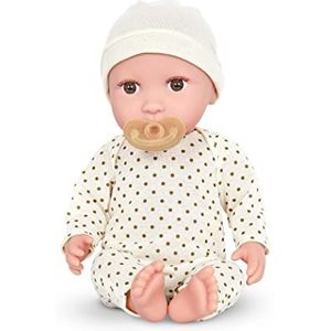 Babi Pop met crèmekleurige kleding en fopspeen - 36 cm zachte pop met lichte teint en bruine ogen - speelgoed vanaf 2 jaar