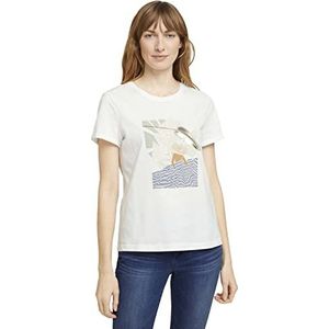 TOM TAILOR Dames T-shirt van biologisch katoen 1025792, 10330 - Dove White, XXL