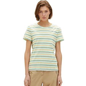 TOM TAILOR Dames T-shirt 1035378, 31290 - Green Blue Multicolor Stripe, M