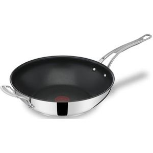 Tefal E30688 Cook`S Classic Wokpan, Anti-Aanbaklaag, Veilig, Thermosignaal, Geklonken Siliconen Handvat, Geschikt voor Inductie, Ovenvast, Roestvrij Staal, 30 cm