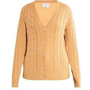 LEOMIA Gebreid damesvest met knopen 25825307-LE02, camel, M/L, kameel, M/L