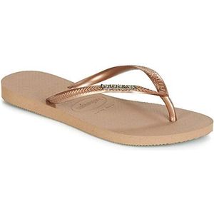 Havaianas Slim logo metallic, teenslippers voor dames, Roségoud, roségoud, 33/34 EU
