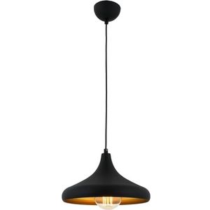 Moderne zwarte kroonluchter, metalen behuizing, 80 cm hoogte, 29 cm diameter, E27 fitting max. 40 W | stijlvol industrieel en Scandinavisch design voor woondecoratie