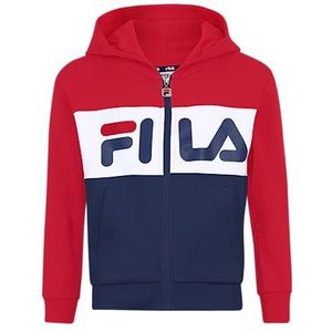 FILA Unisex Baar-ebenhausen Blocked Zip Hoody voor kinderen, Medieval Blue-True Red-Bright White, 110-116