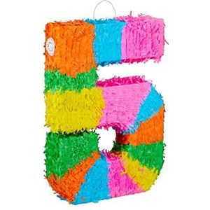 Pinata verjaardag getal, cijfer 5, om op te hangen, voor kinderen & volwassenen, zelf op te vullen,papier, kleurrijk