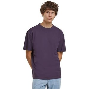 Build Your Brand Heren T-shirt katoen losse thee, casual katoenen T-shirt van katoen, ronde hals, losse pasvorm, maten XXS - 5XL, Paars, 5XL