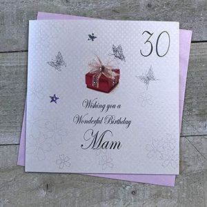 White Cotton Cards""30"" Wishing You A Wonderful Birthday Mam"", 30e verjaardag