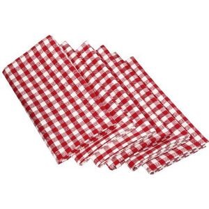 DII 100% katoen, oversized basic dagelijks 20 x 20 inch servet, set van 6, Tango Red Gingham Check