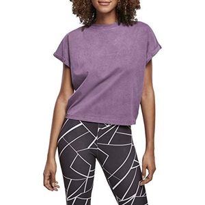 Urban Classics Dames T-Shirt Ladies Short Pigment Dye Cut On Sleeve Tee, top voor vrouwen in vele kleuren, maten XS - 5XL, Duskviolet, 4XL