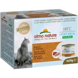 Almo Nature HFC Natural Light Meal - Kip & Tonijn - Natvoer voor volwassen katten - 4 blikjes à 50 g