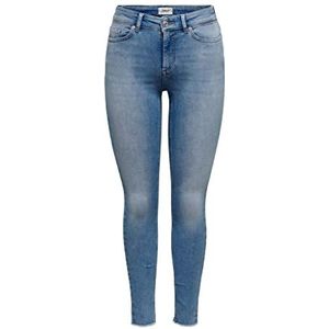 ONLY ONLBLUSH Life MID SK ANK RAW REA155 NOOS Jeans voor dames, licht middenblauw denim, XS/32, licht middenblauw denim, XS