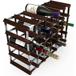 RTA Wineracks - Wijnrek 30 Flessen - Verzinkt Staal - Donker Grenen - 5x6
