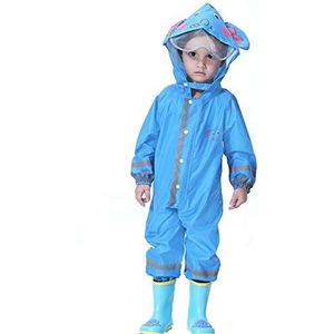 mama stadt Kids All in One waterdicht pak, unisex regenpak jongens en meisjes voor buiten spelen 80-130 cm, Olifant Blauw