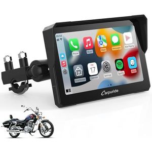 Carpuride W702 Motorfiets Carplay Scherm, Draadloze CarPlay & Android Auto, 7 inch Waterdicht Touchscreen, Dual Bluetooth, Navigatie, Siri.