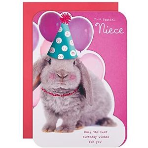 Hallmark Verjaardagskaart voor nichtje - Schattig gestanst konijntje ontwerp