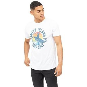 Jaws Heren T-Shirt, Kleur: wit, M