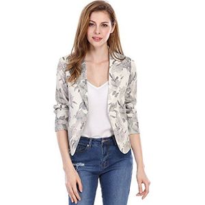 Allegra K Vrouwen Casual Contrast Voering Open Front Bloemen Print Korte Blazer