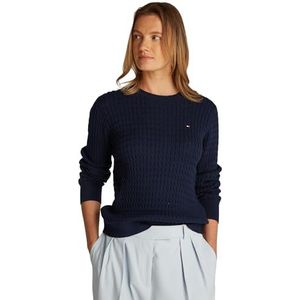 TOMMY HILFIGER Dames CO-kabel C-NK LS SWEATER WW0WW44993, blauw, XXS, Blauw (Donker Nacht Marine), XXS