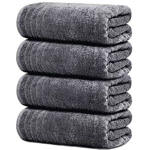 Tens Towels Grote badhanddoeken, 100% katoen, 76 x 150 cm, extra grote badhanddoeken, lichter gewicht, sneller te drogen, super absorberend, perfecte badhanddoeken (4 stuks, donkergrijs)