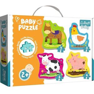Trefl Puzzel, Landdieren, van 3 tot 6 elementen, 4 Sets, voor kinderen van 2 jaar en ouder