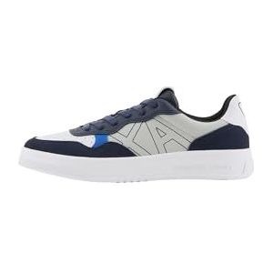 Armani Exchange Seattle, suède details, geborduurd logo sneakers voor heren, Grey Navy, 41 EU