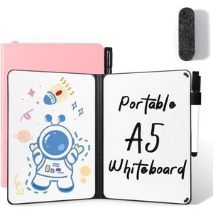 AGM Mini whiteboard roze, draagbaar A5 memobord klein dubbelzijdig schrijven whiteboard geen magneet, 15 x 21 cm harde schaal voor kantoor, school, thuis - incl. 1 marker met gum