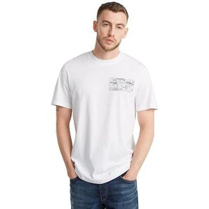 G-Star - D25146-C506-110 - Topografie T-shirt - Wit - Korte Mouwen - Biologisch Katoen