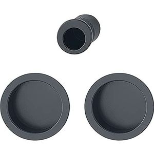 HOPPE Greepschelp schuifdeur set - 2 stuks blinde rozet BL rond met stertrekgreep, aluminium zwart mat