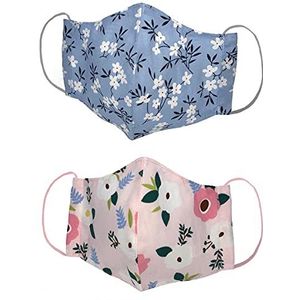 Kanguru Green Mask Kid Girl, mondmaskers 2-laags mondbescherming stof, mondkapjes 100% katoen, wasbaar, herbruikbaar, voor kinderen van 6 tot 12 jaar, 2 stuks, 20 x 12,5 cm