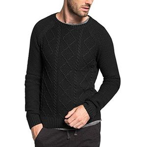 edc by ESPRIT Heren slim fit trui met vlechtpatroon, zwart (black 001), 56 (fabrikant maat:XXL)