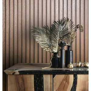 marburg Behang houtlook, koper, akoestische panelen, 3D-effect, vliesbehang, woonkamer, slaapkamer, 10,05 x 0,53 m, Made in Germany