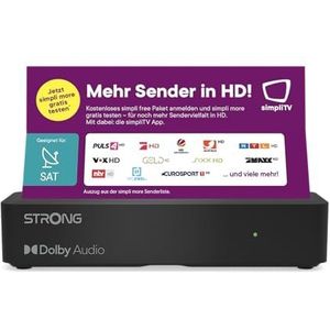 STRONG - Digitale HD satellietontvanger SRT 7511 - Sat Receiver voor ORF inclusief kaart (simpliTV), DVB-S2 Full HD - Dolby Audio - USB & SCART-aansluitingen - Alleen voor Oostenrijk - Zwart